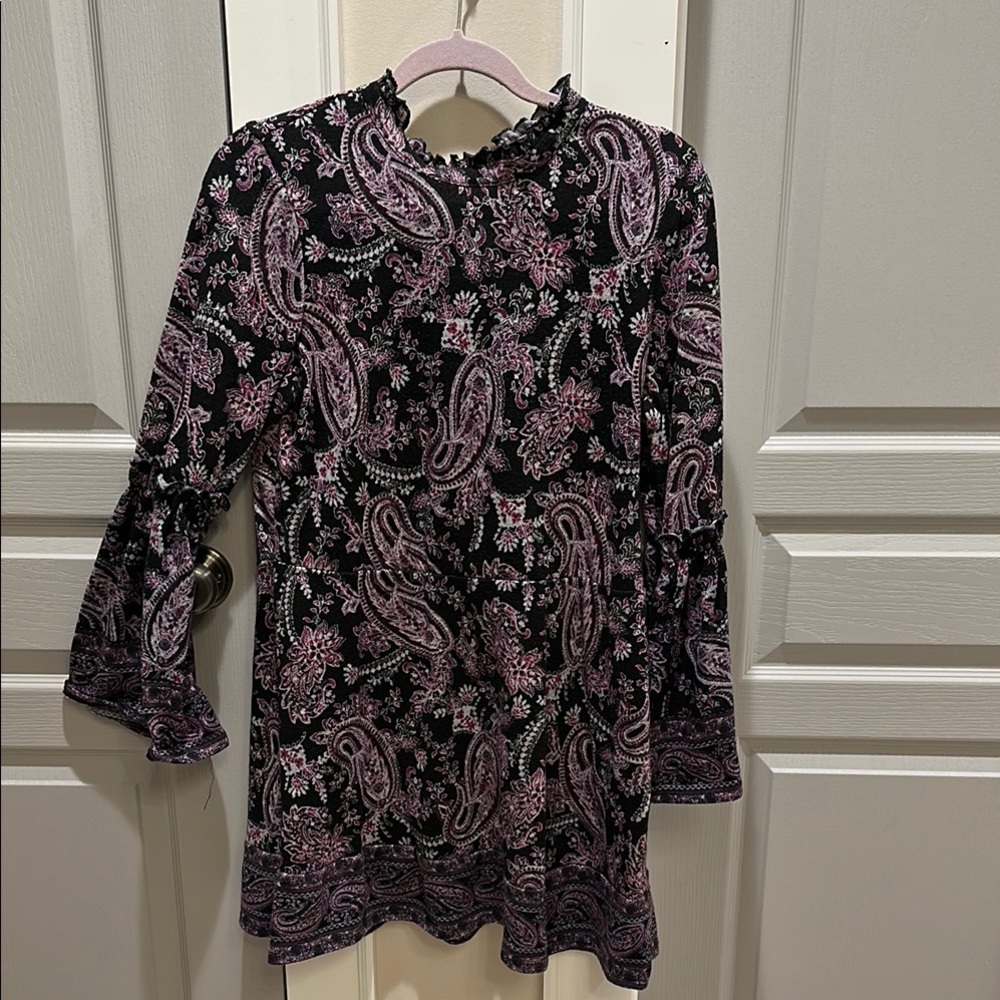 Black and Purple Long Sleeve Dress Soft Material